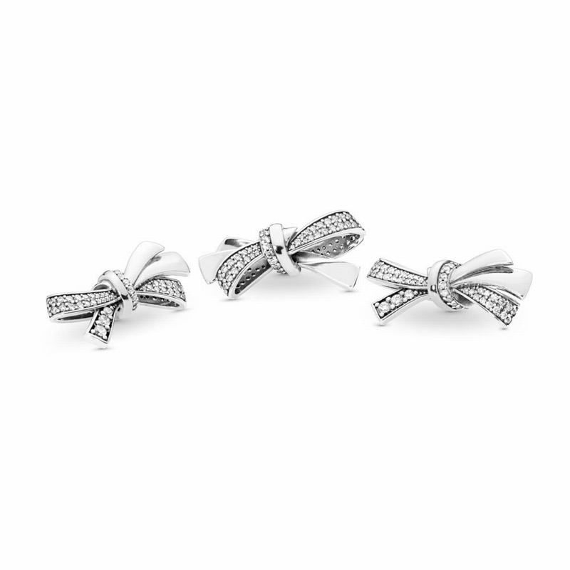 Pandora Brilliant Bow Charm Ireland - Sterling Silver/Cubic Zirconia - 680451ULB